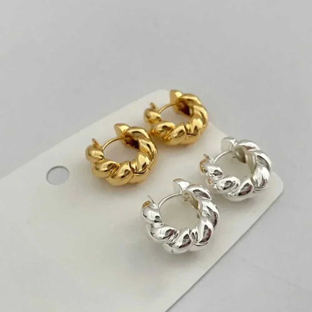 925 Sterling Silver Small Textured Hoop Earrings Gold or Silver Huggie Hoops